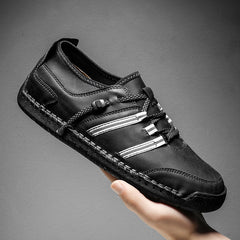 Men's Leather Loafer Slip On Shoes Flat Shoes With Shoeslace