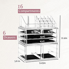 Clear Cosmetic Storage Organizer for Vanity Bathroom Counter or Dresser