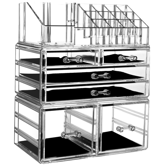 Clear Cosmetic Storage Organizer for Vanity Bathroom Counter or Dresser