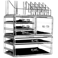 Clear Cosmetic Storage Organizer for Vanity Bathroom Counter or Dresser