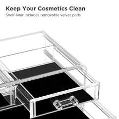 2 Tier Clear Acrylic Makeup Organizer with Storage Drawers for Vanity Bathroom
