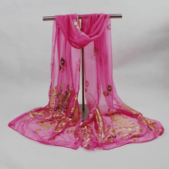 Peacock Hot Stamping Scarf Classic Gauze Shawl Thin Breathable Head Wrap