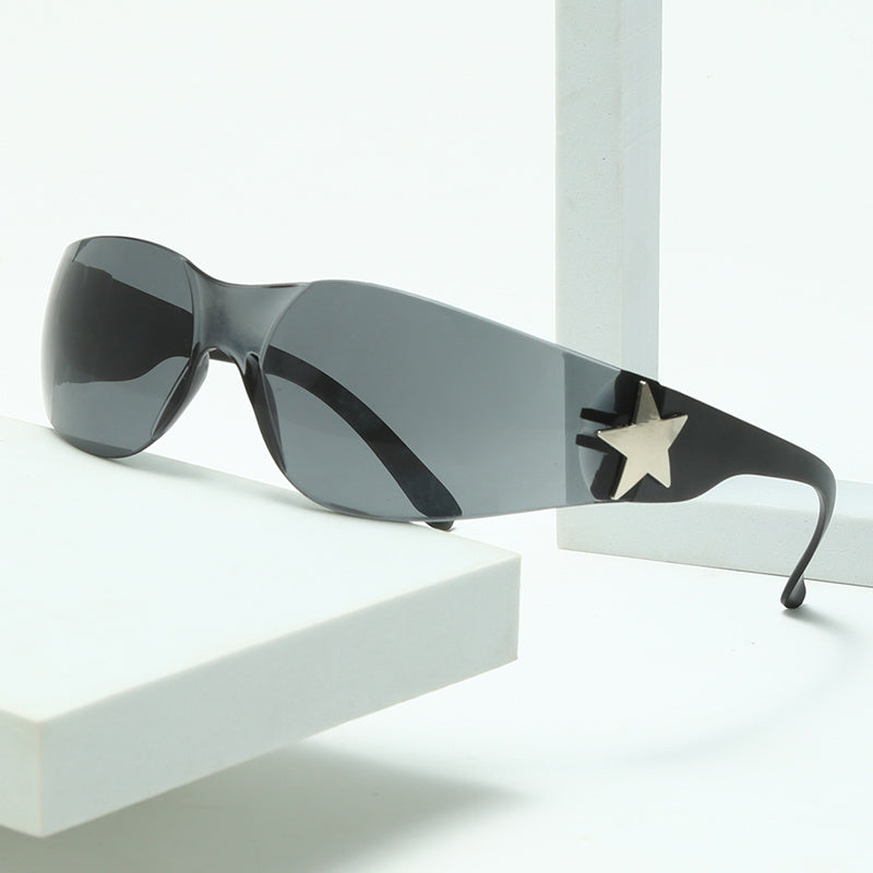 Men's Star Pattern Rimless Sunglasses UV Protection Glasses
