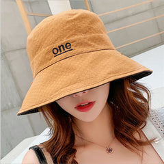 Embroidery Bucket Hat Casual Solid Basin Hat Lightweight Fisherman Cap