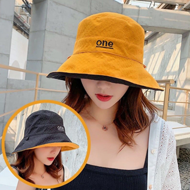 Embroidery Bucket Hat Casual Solid Basin Hat Lightweight Fisherman Cap