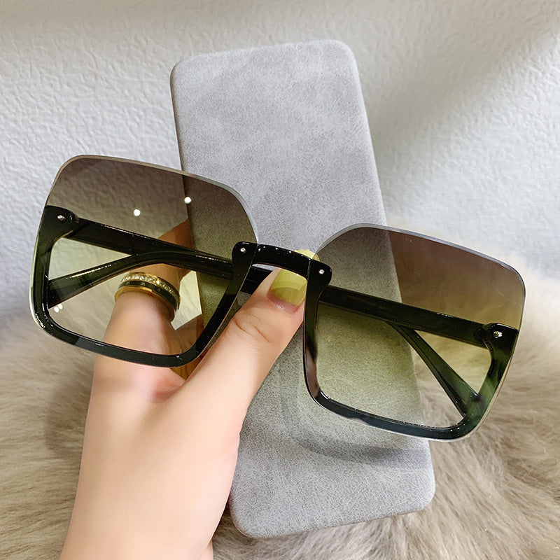 Oversized Semi Rimless Sunglasses UV400