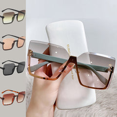 Oversized Semi Rimless Sunglasses UV400