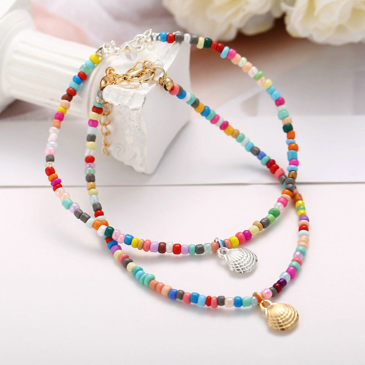 Colorful Bead Shell Anklet Foot Chain Ocean Beach Jewelry Gift