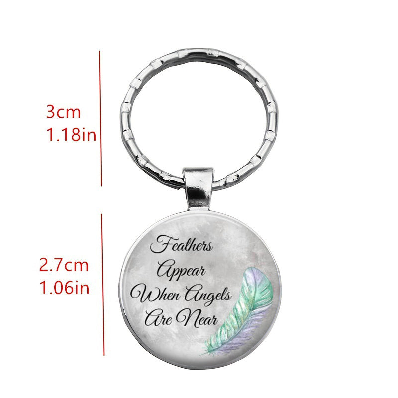 Feathers Angels Near Print Keychain Letter Charm Bag Car Ornament