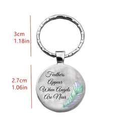 Feathers Angels Near Print Keychain Letter Charm Bag Car Ornament