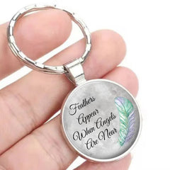 Feathers Angels Near Print Keychain Letter Charm Bag Car Ornament