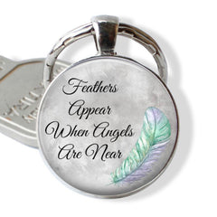 Feathers Angels Near Print Keychain Letter Charm Bag Car Ornament