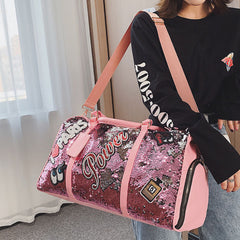 Glitter Sequins Decor Sports Bag Lightweight Portable Luggage Bag
