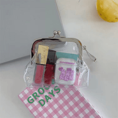 Vintage Mini Kiss Lock Clear Makeup Bag Stylish Girls Women Gift