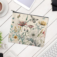 Wild Flower Print Zipper Storage Pouch Lightweight Carry On