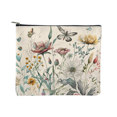 Wild Flower Print Zipper Storage Pouch Lightweight Carry On