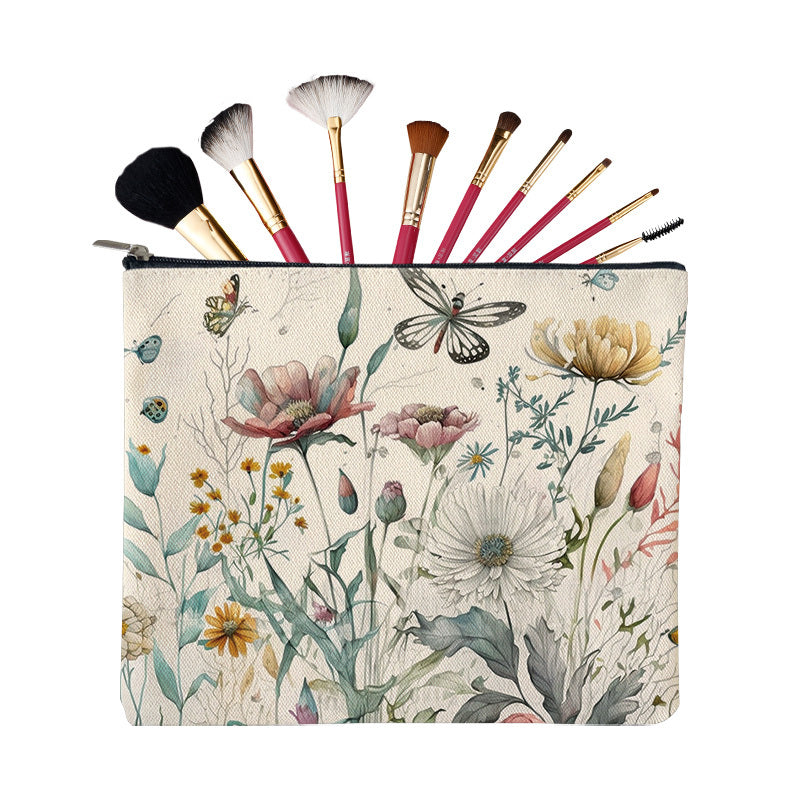 Wild Flower Print Zipper Storage Pouch Lightweight Carry On