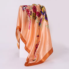 Butterfly Print Square Scarf Large Satin Shawl Bandana Women Casual