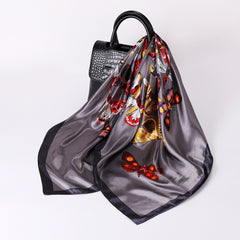 Butterfly Print Square Scarf Large Satin Shawl Bandana Women Casual