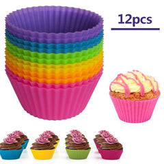 12pcs Silicone Muffin Cup Reusable Cupcake Liners Baking Cups Cake Molds