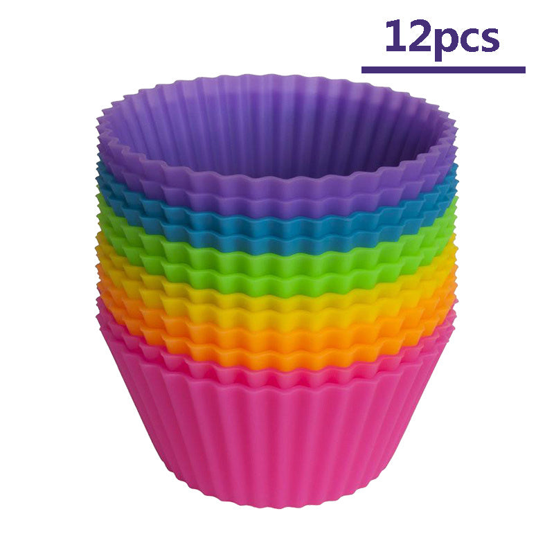 12pcs Silicone Muffin Cup Reusable Cupcake Liners Baking Cups Cake Molds