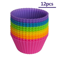 12pcs Silicone Muffin Cup Reusable Cupcake Liners Baking Cups Cake Molds
