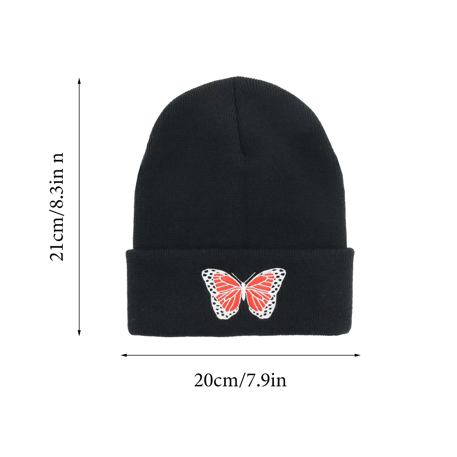 Butterfly Embroidered Beanie Y2K Knitted Hat Warm Skull Hat