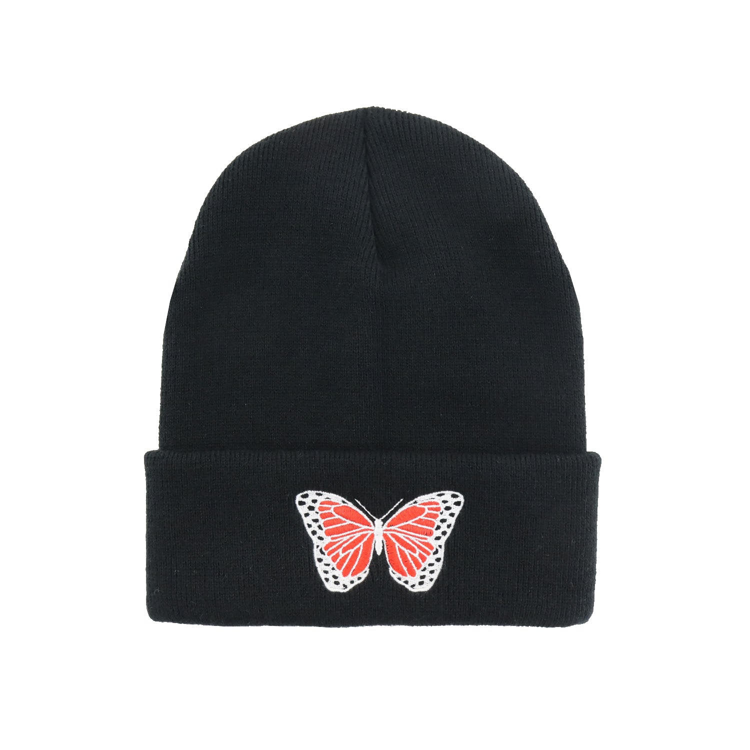 Butterfly Embroidered Beanie Y2K Knitted Hat Warm Skull Hat