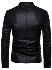 Men's Classic PU Zip Up Faux Leather Jacket
