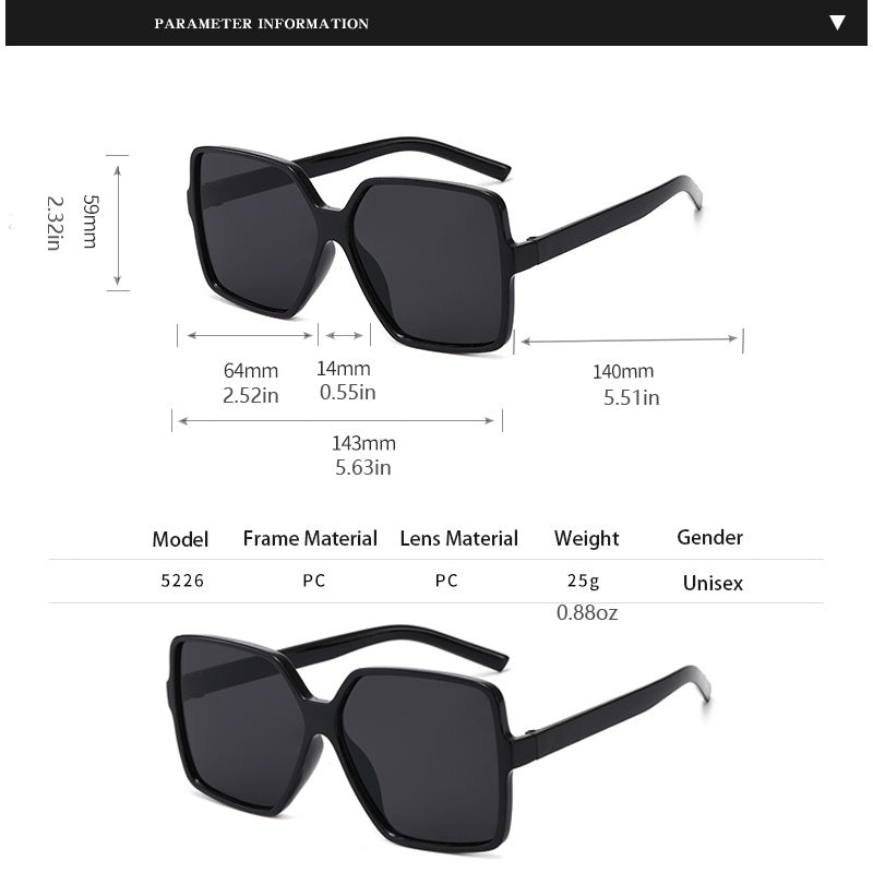 Oversized Square Sunglasses Gradient Lens UV400