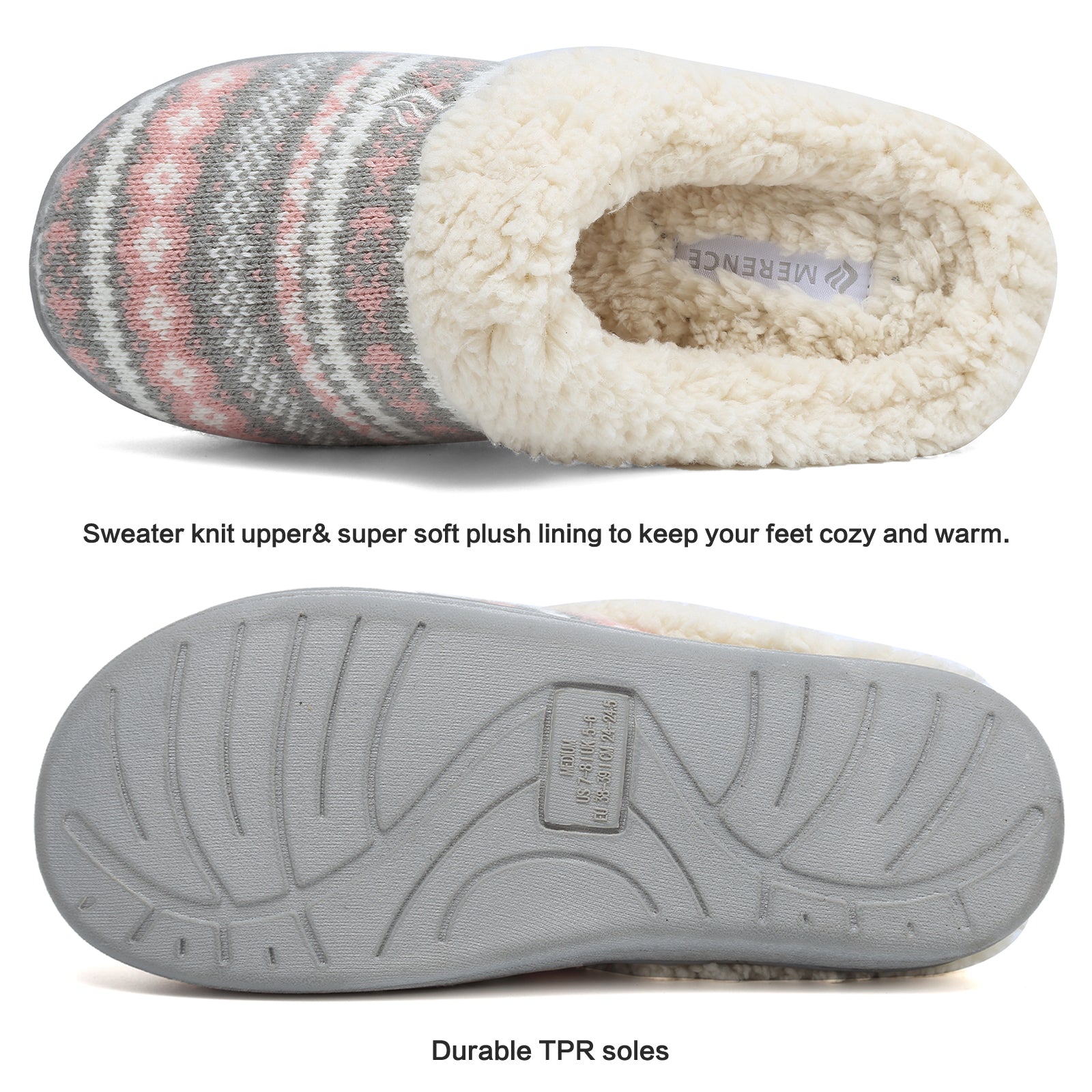 Women's Plush Slippers Cozy & Warm Closed Toe Non Slip Indoor Bedroom Shoes