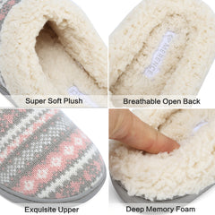 Women's Plush Slippers Cozy & Warm Closed Toe Non Slip Indoor Bedroom Shoes