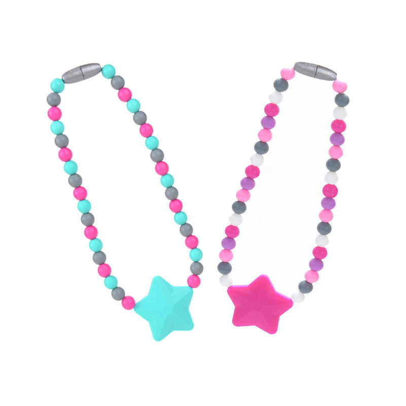 Sensory Chew Toy Necklace Baby Teether Silicone Pendant