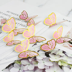 10pcs Golden Pink Butterfly Cake Toppers Birthday Party Decor