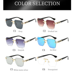 Square Rimless Sunglasses UV400 Sun Shades For Driving
