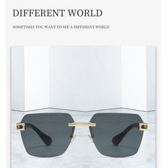 Square Rimless Sunglasses UV400 Sun Shades For Driving