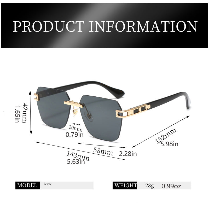 Square Rimless Sunglasses UV400 Sun Shades For Driving
