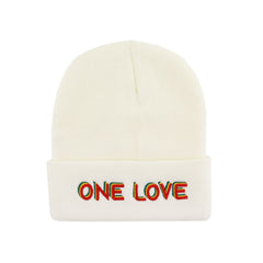 One Love Embroidered Beanie Warm Skull Hat Unisex