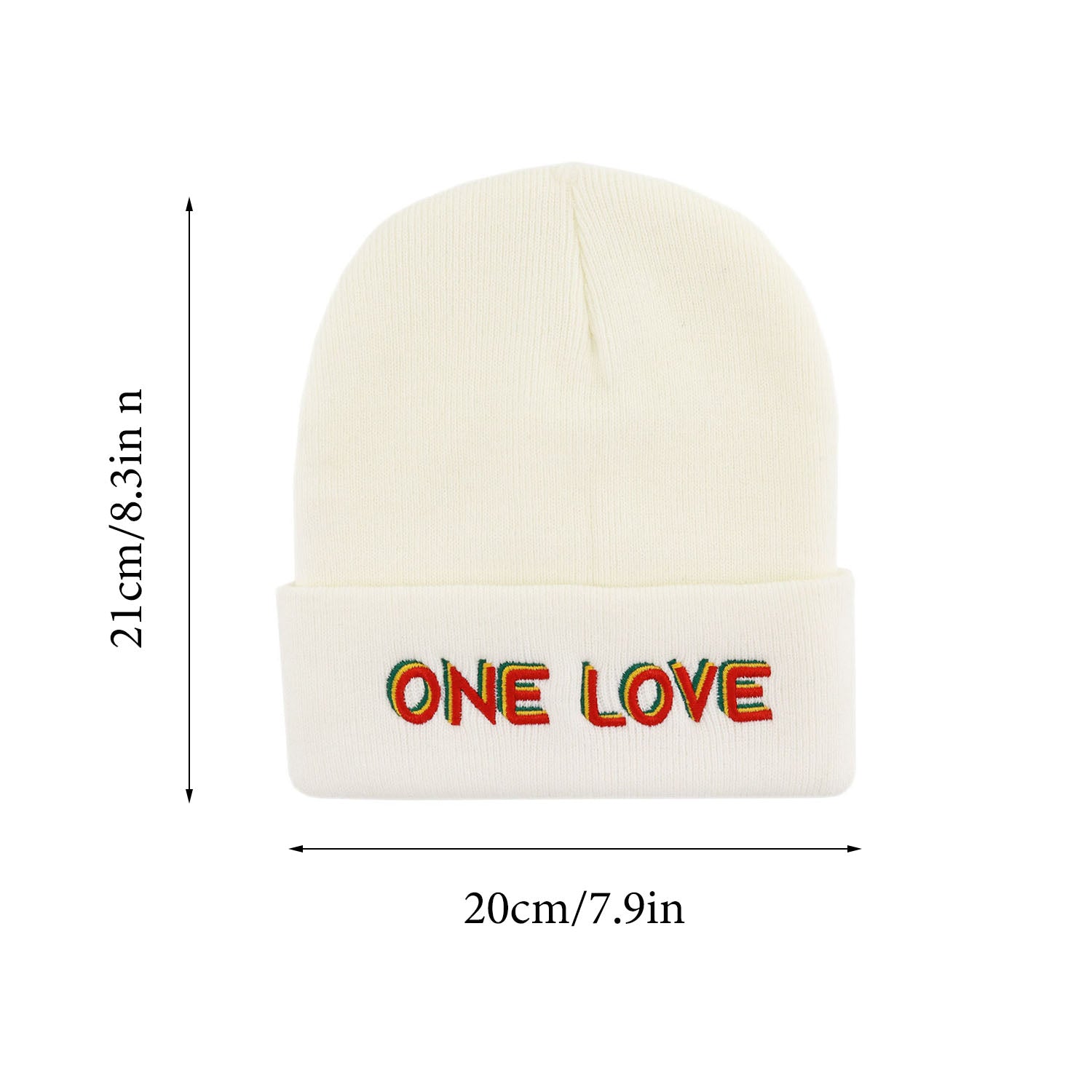 One Love Embroidered Beanie Warm Skull Hat Unisex