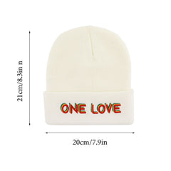 One Love Embroidered Beanie Warm Skull Hat Unisex