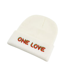 One Love Embroidered Beanie Warm Skull Hat Unisex