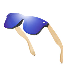 Men's Large Frame Wooden Leg Sunglasses UV Protection