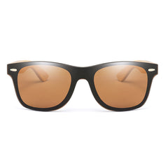 Square Polarized Sunglasses With Wood Frame Retro Glasses