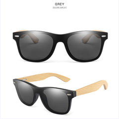 Square Polarized Sunglasses With Wood Frame Retro Glasses