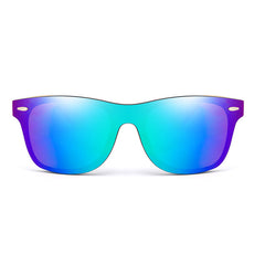 Square Frame Sunglasses Mirror Lens Wooden Temple Glasses UV400