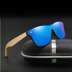 Square Polarized Sunglasses With Wood Frame Retro Glasses