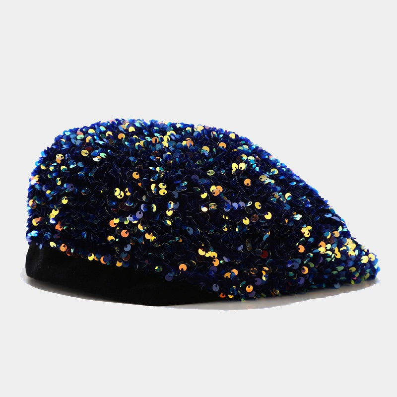Sequins Sparkly Y2K Beret Lightweight Octagonal Hat