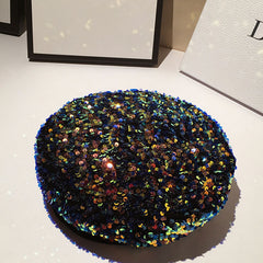 Sequins Sparkly Y2K Beret Lightweight Octagonal Hat