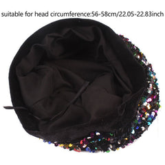 Sequins Sparkly Y2K Beret Lightweight Octagonal Hat
