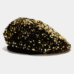 Sequins Sparkly Y2K Beret Lightweight Octagonal Hat